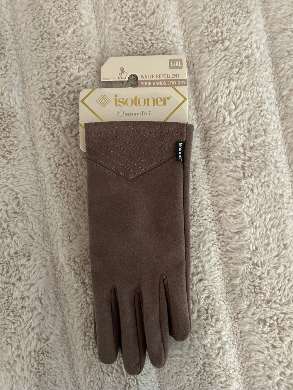ISOTONER L/XL Camel SmartDri Women’s Water-Repellent Gloves